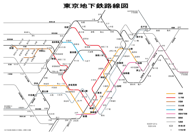 1964年12月31日時点での東京地下鉄路線図